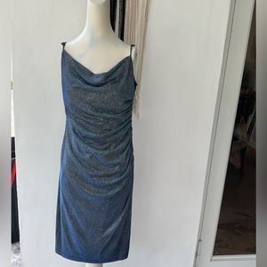Laundry by Shelli Segal crowl neck sleeveless sequin dress blue size 10